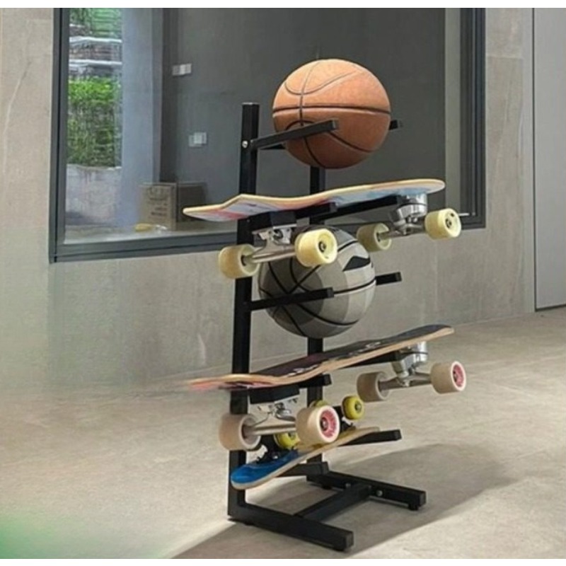 Sports Equipment Organizer Rack - 스케이트보드 장비 랙 통합형 디자인 농구