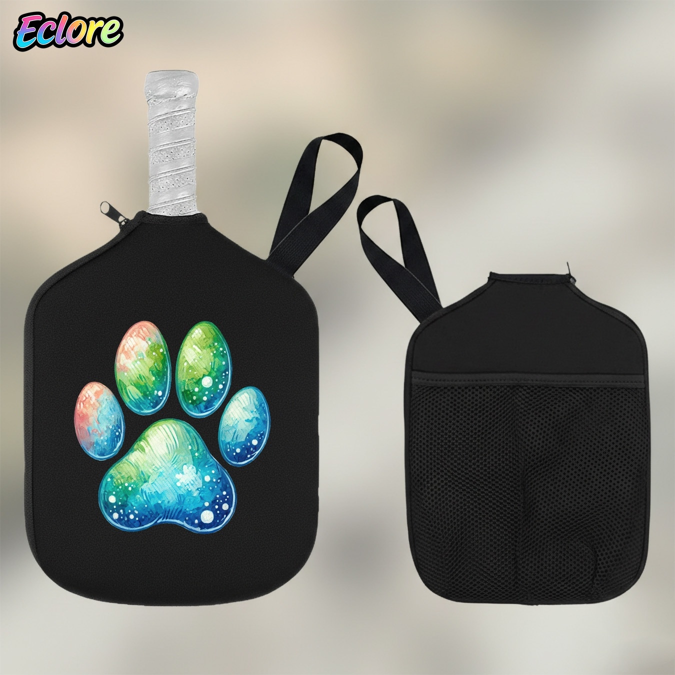 Sports Equipment Game - 수채화 그라데이션 고양이 발자국 피클볼 패들