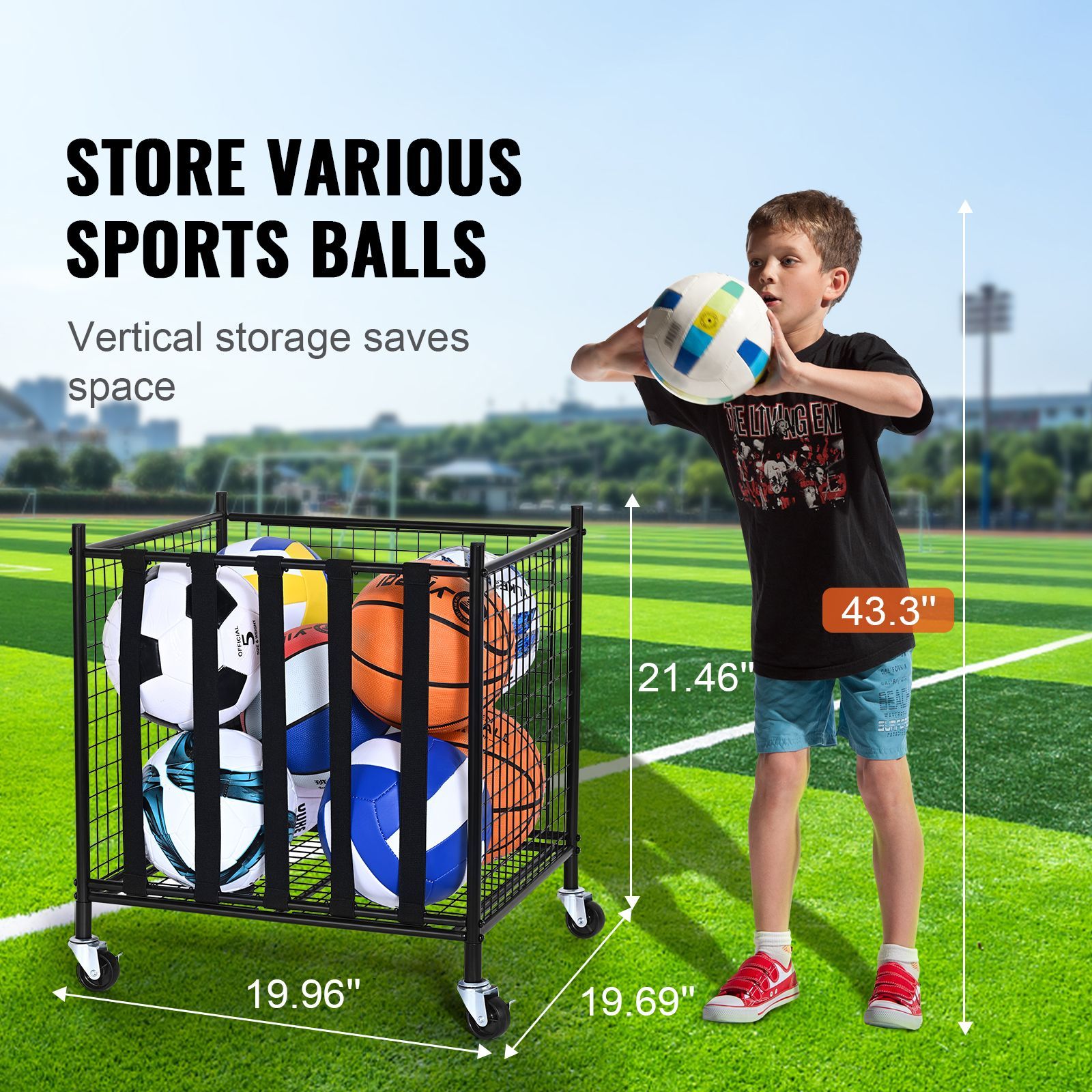 롤링 스포츠 공 보관 카트, 탄성 스트랩이 있는 잠금식 - Sports Equipment Organizer Rack 리뷰 및 가격