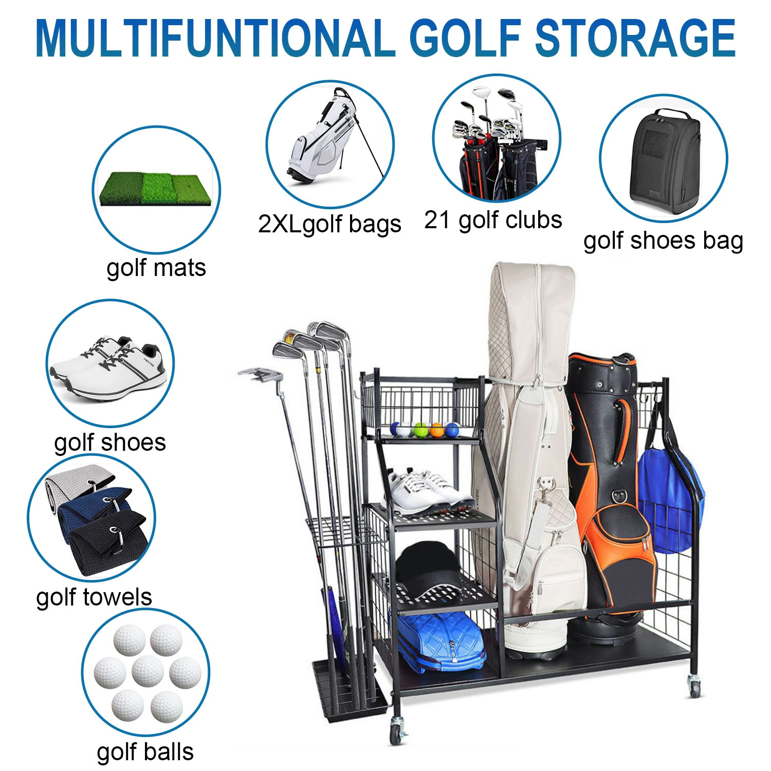 골프 가방 보관 차고 주최자 랙 2개의 스포츠 가방 및 - Sports Equipment Organizer Rack 리뷰 및 가격