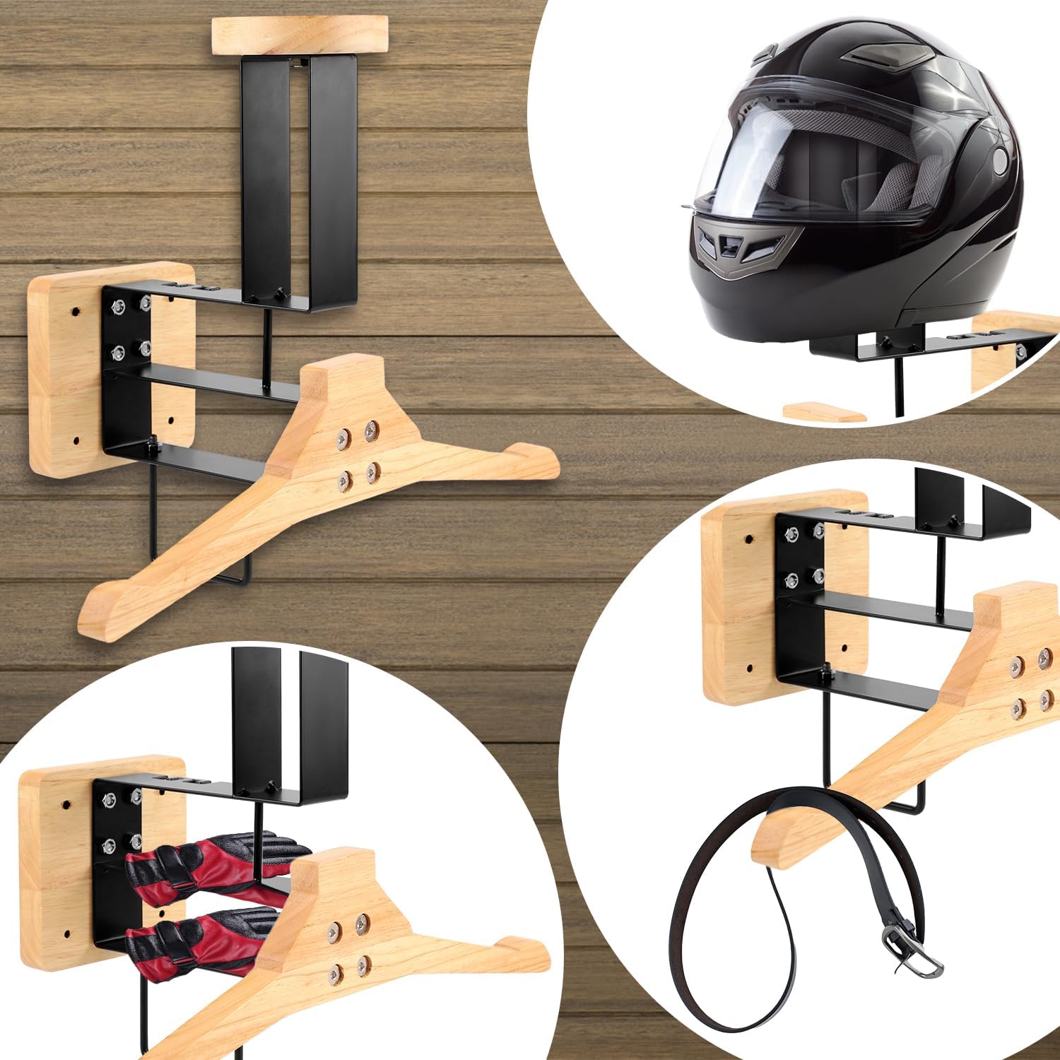 ​ 오토바이 헬멧 홀더 벽걸이 나무 걸이 헬멧 디스플레 - Sports Equipment Organizer Rack 리뷰 및 가격