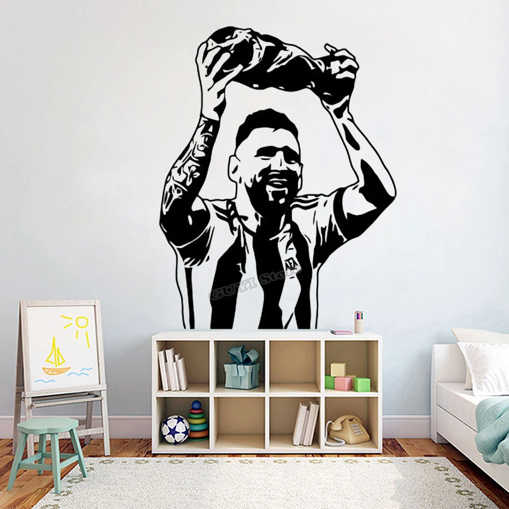 메시 벽 스티커 비닐 데칼 축구 축구 스포츠 벽 데칼  - Sports Equipment Poster 리뷰 및 가격