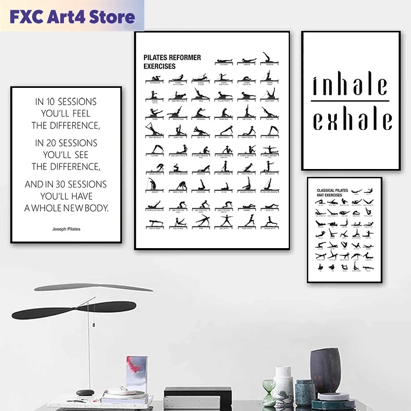 프레임리스 필라테스 운동 차트 포스터 캔버스 프린트,  - Sports Equipment Poster 리뷰 및 가격