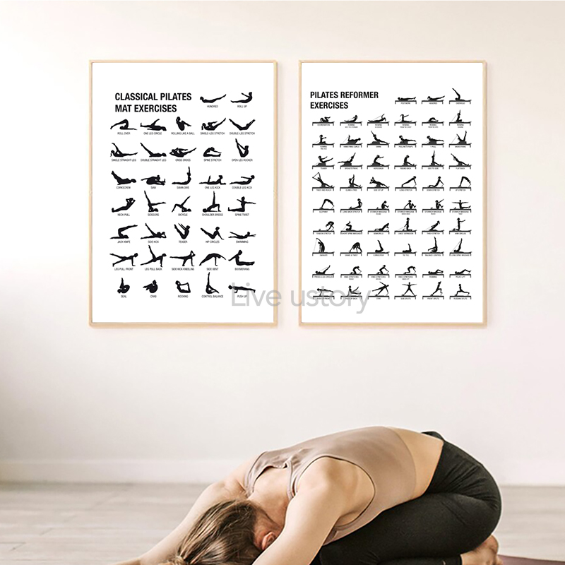 프레임리스 필라테스 운동 차트 포스터 캔버스 프린트,  - Sports Equipment Poster 리뷰 및 가격
