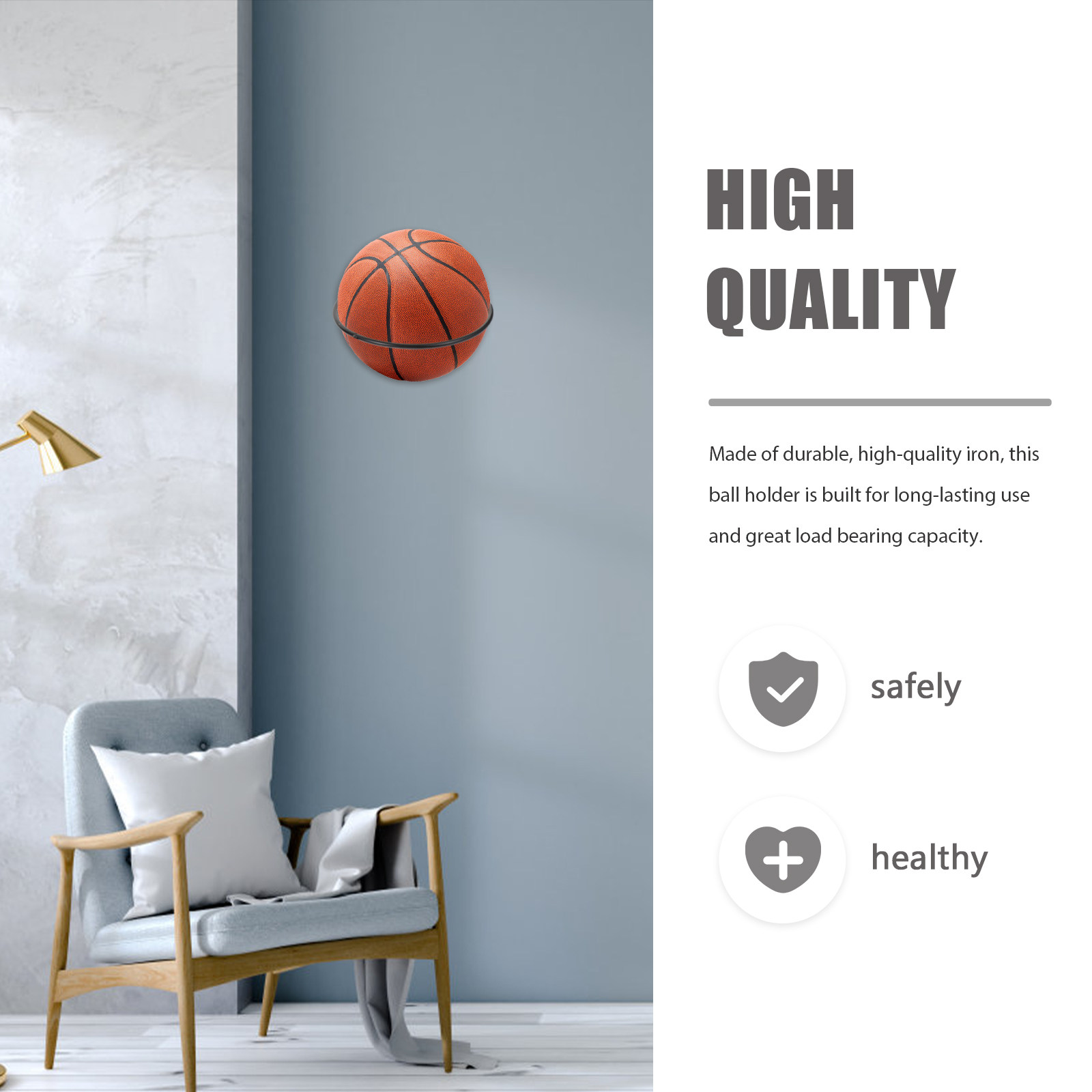 5개입 튼튼한 철제 벽걸이 볼 랙 - 농구, 축구, 배 - Sports Equipment Organizer Rack 리뷰 및 가격
